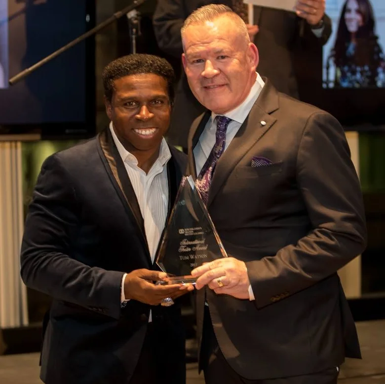 Thank you Michael "Pinball" Clemons for delivering an inspiring speech and helping Tom hold that heavy award!