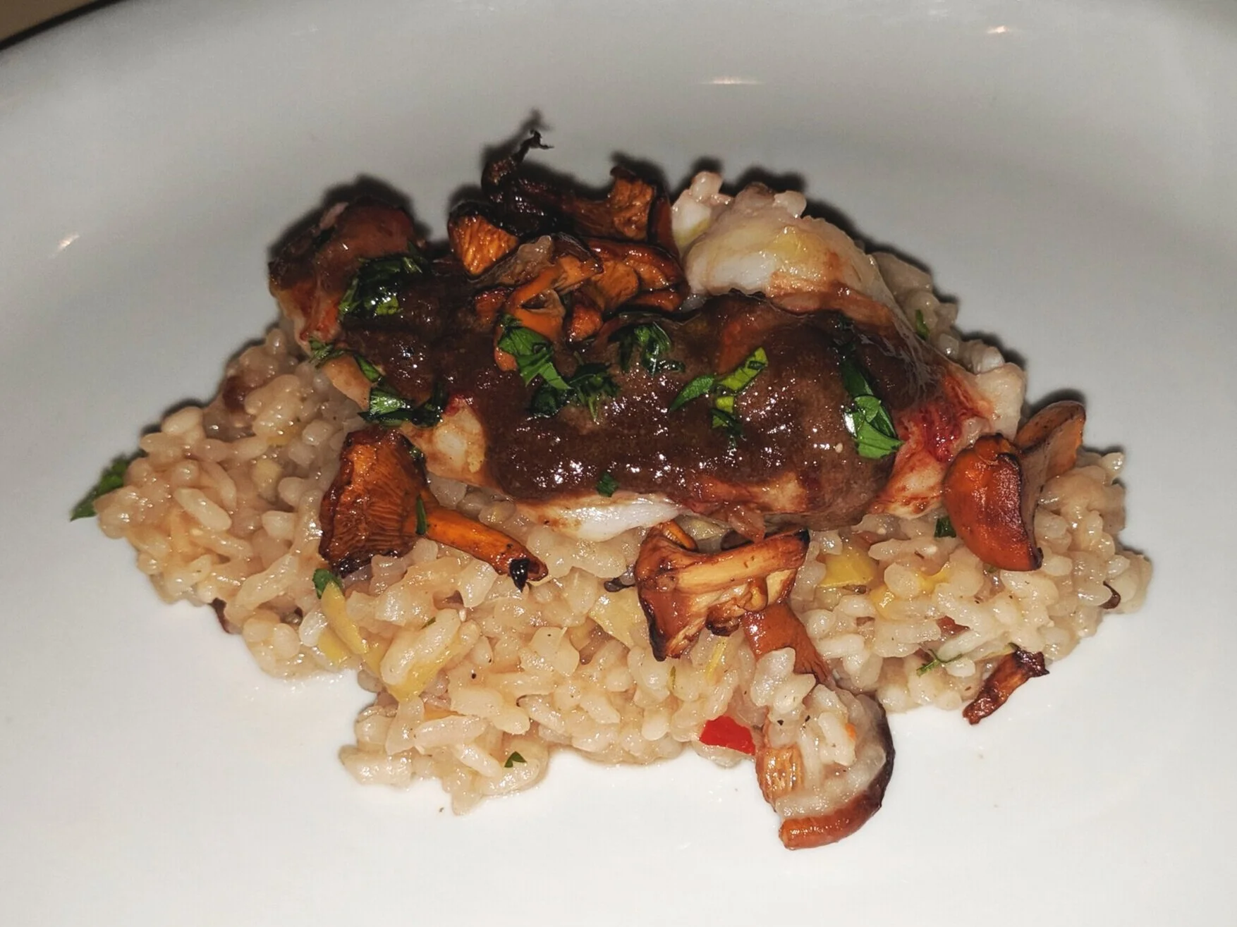 Lobster & Chanterelle, artichoke Bomba rice - Guerra Rosado Mencia