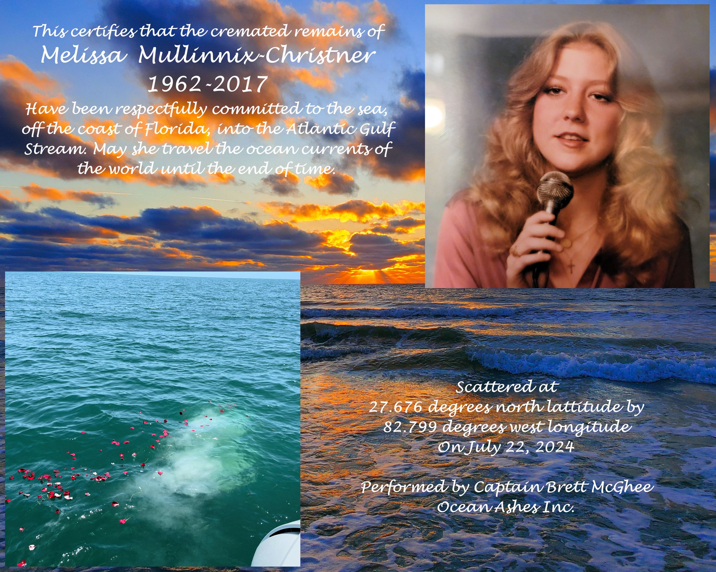 Burial at sea GPS certificate Ocean Ashes