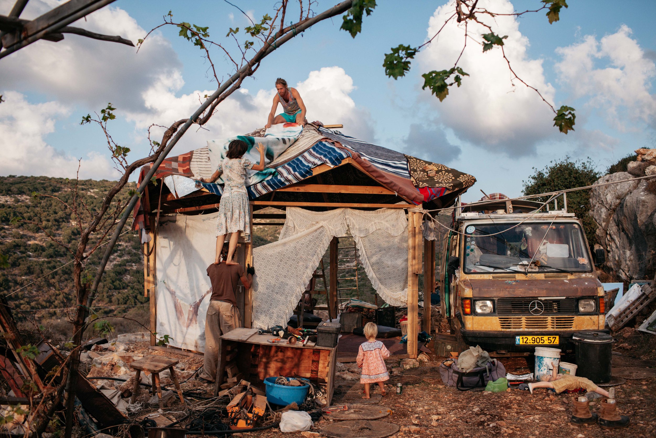 After five years on the road with their van, Tamar and Amnon decide the time has come to still the engine and make a home for themselves. leading them to ultimately build their home right next to their trusty van. Galile, Israel