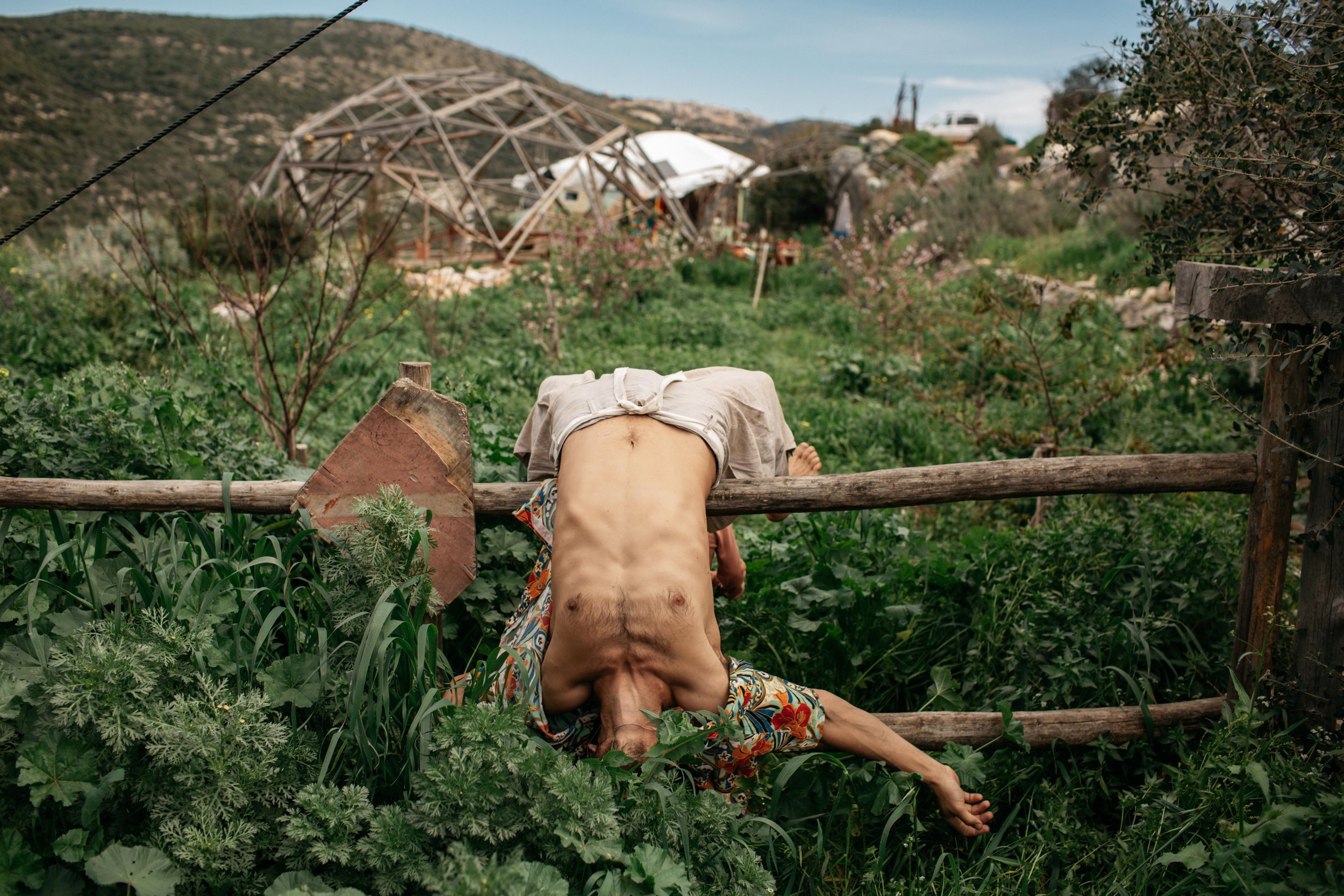 Life in the community moves at a slow pace. What’s most important is to take your time and just bond with nature and yourself. Amnon doing his morning stretches routine. Galille, Israel