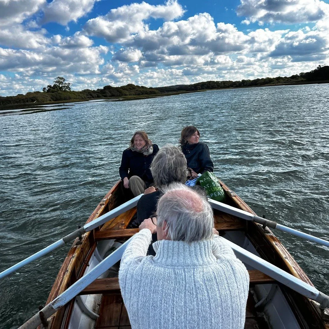 Booksellers, writers and publishers on a morning break at the Isle of Wight Literary Festival – taking to the oars, weighing down the bow and shooting the breeze @iowlf @johnsandoebooks Now back in the office after a sell-out talk on 'The House
