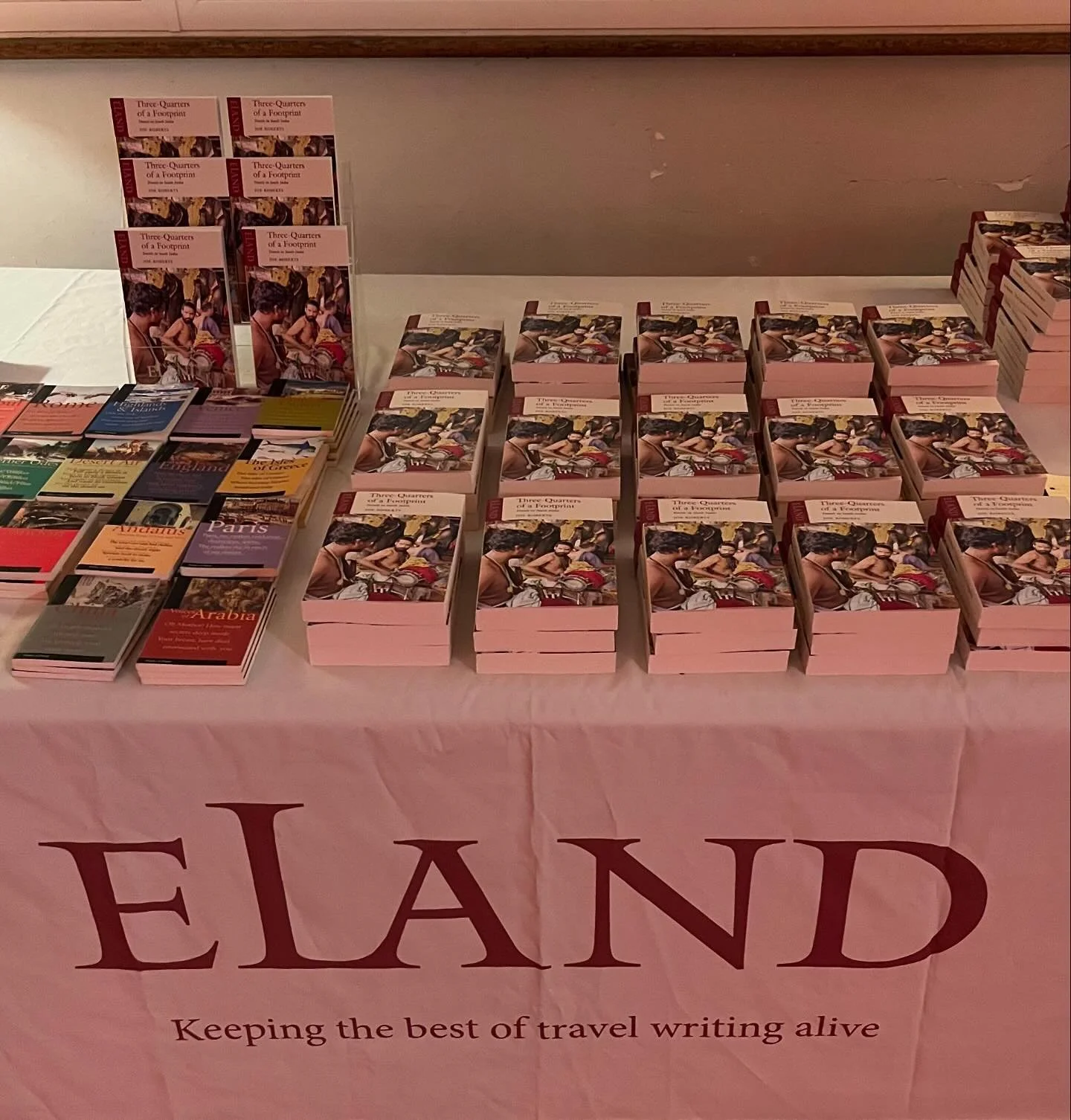 Preparing to celebrate the reissue of Joe Robert’s Three-Quarters of a Footorint: Travels in South India @holyredeemerec1 #threequartersofafootprint #travelsinsouthindia #joeroberts #elandclassic #travel #writingclassic #india #remberingjoe