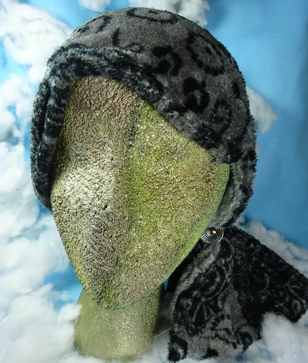 Grey black print plush head wrap.jpg