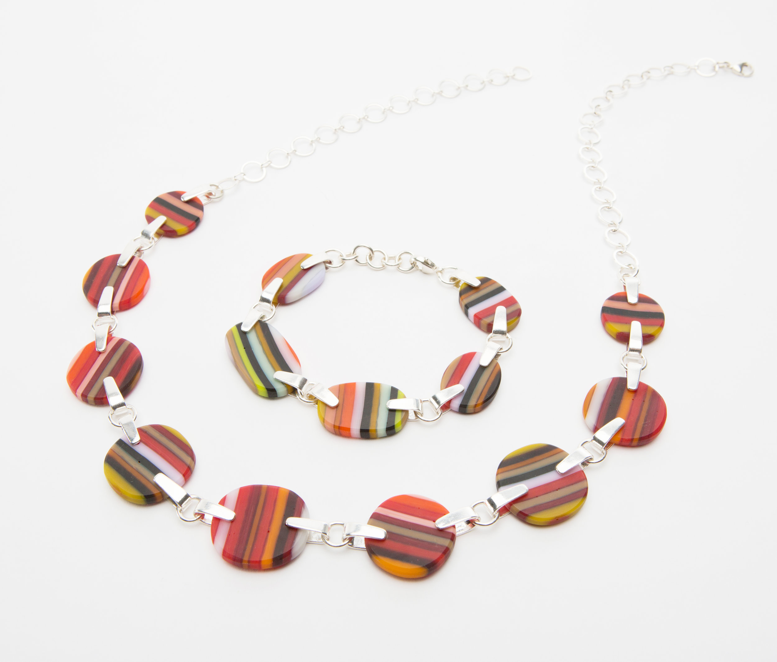 Carved Stripes, necklace and bracelet, 2016