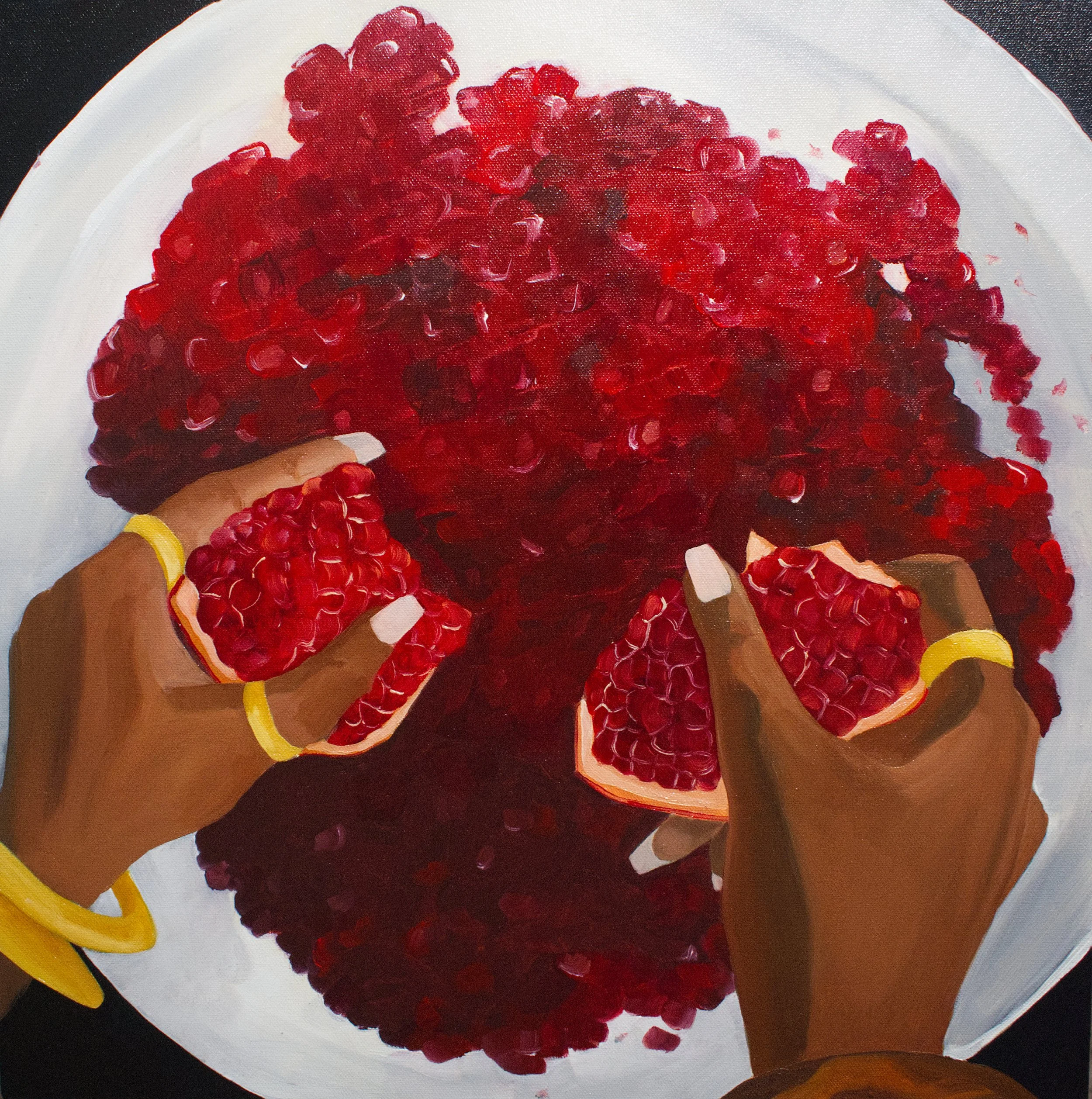 Pomegranate, Oil on canvas, 20"x20", 2025