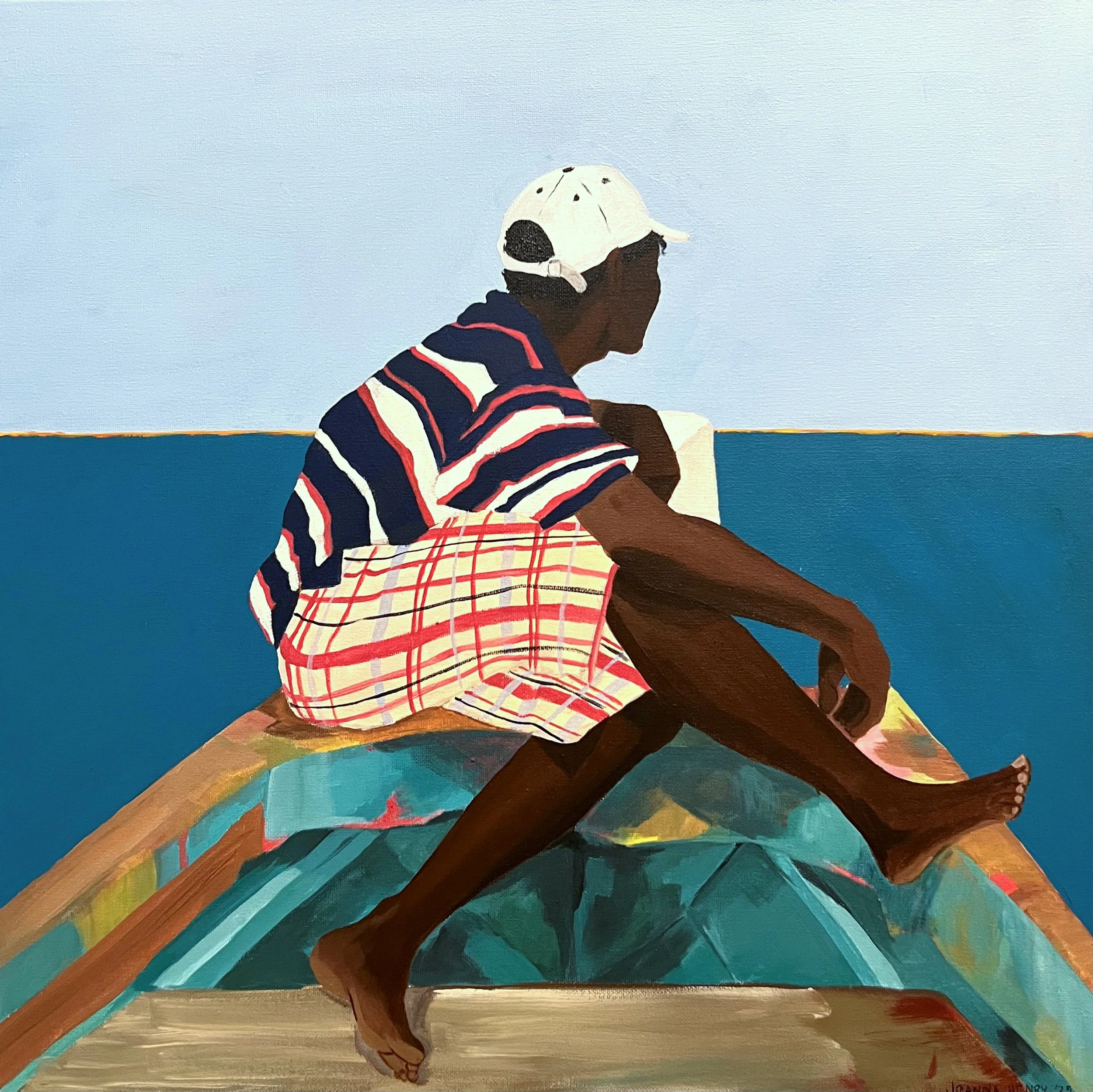 On the River, Acrylic on canvas, 20"x20", 2025