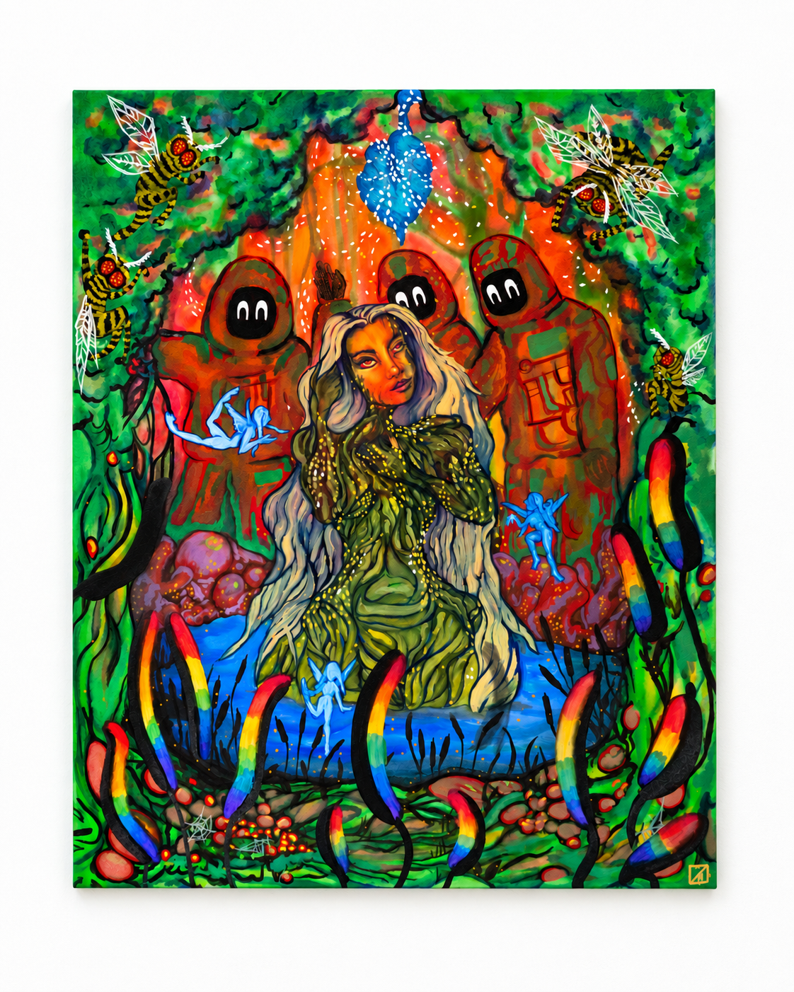 "Swamp Thoughts"  18" x 22" Airbrush and Oil on Canvas, 2026. 