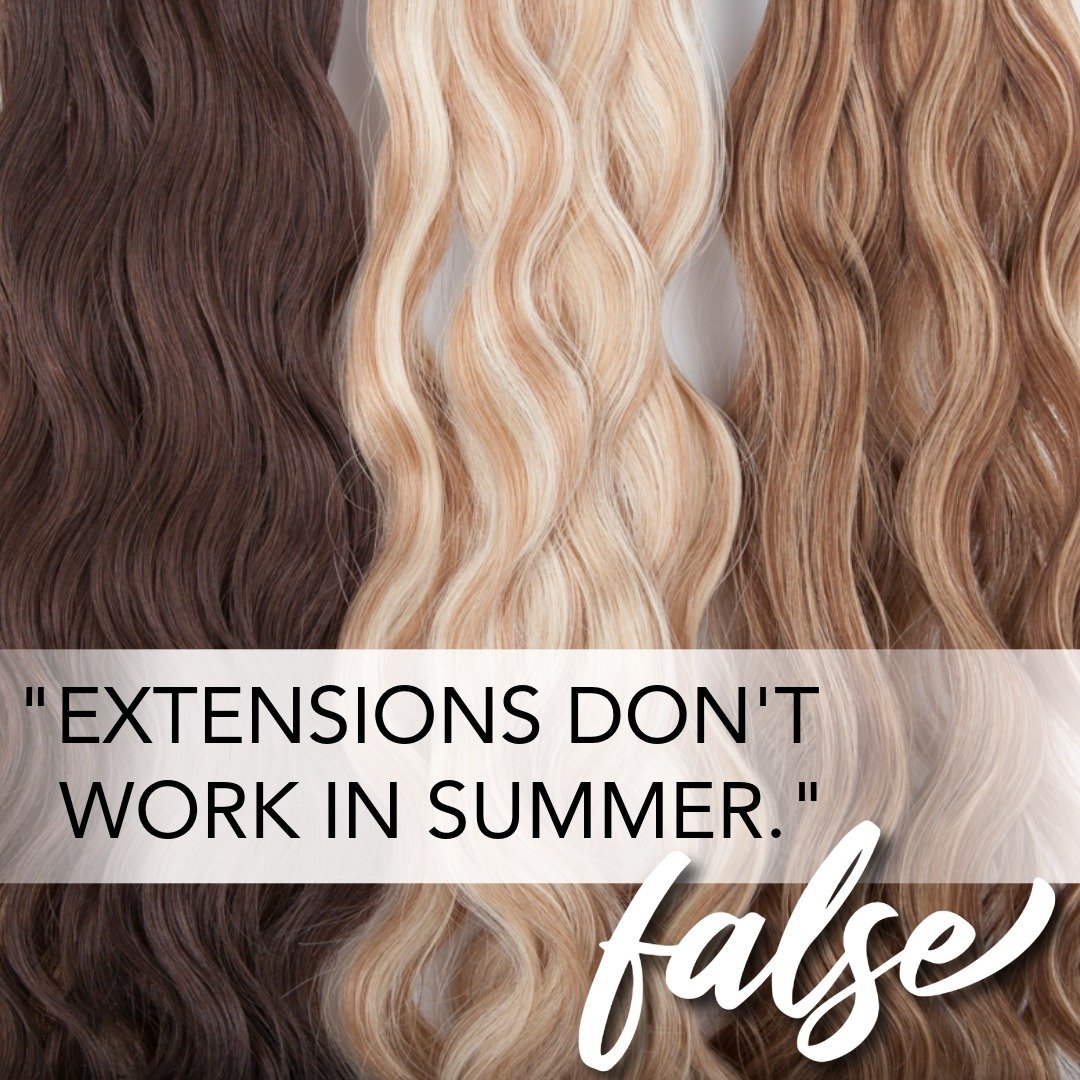 ☀️ Think hair extensions don&rsquo;t work in summer? Think again.
💣 We&rsquo;re busting the top 3 myths that so many clients believe &mdash; and it&rsquo;s keeping them from their best summer hair.
👉 Swipe through to see what&rsquo;s fact vs fictio