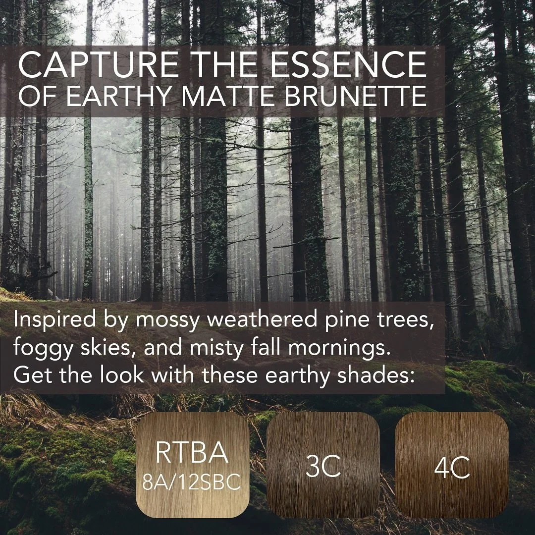 Foggy skies. Mossy pine forests. Earthy Matte Brunette. 🤎
Fall is here, and this season’s hottest trend is all about rich, natural brunette tones with soft, earthy dimension—inspired by foggy skies, mossy pine forests, and misty fall m