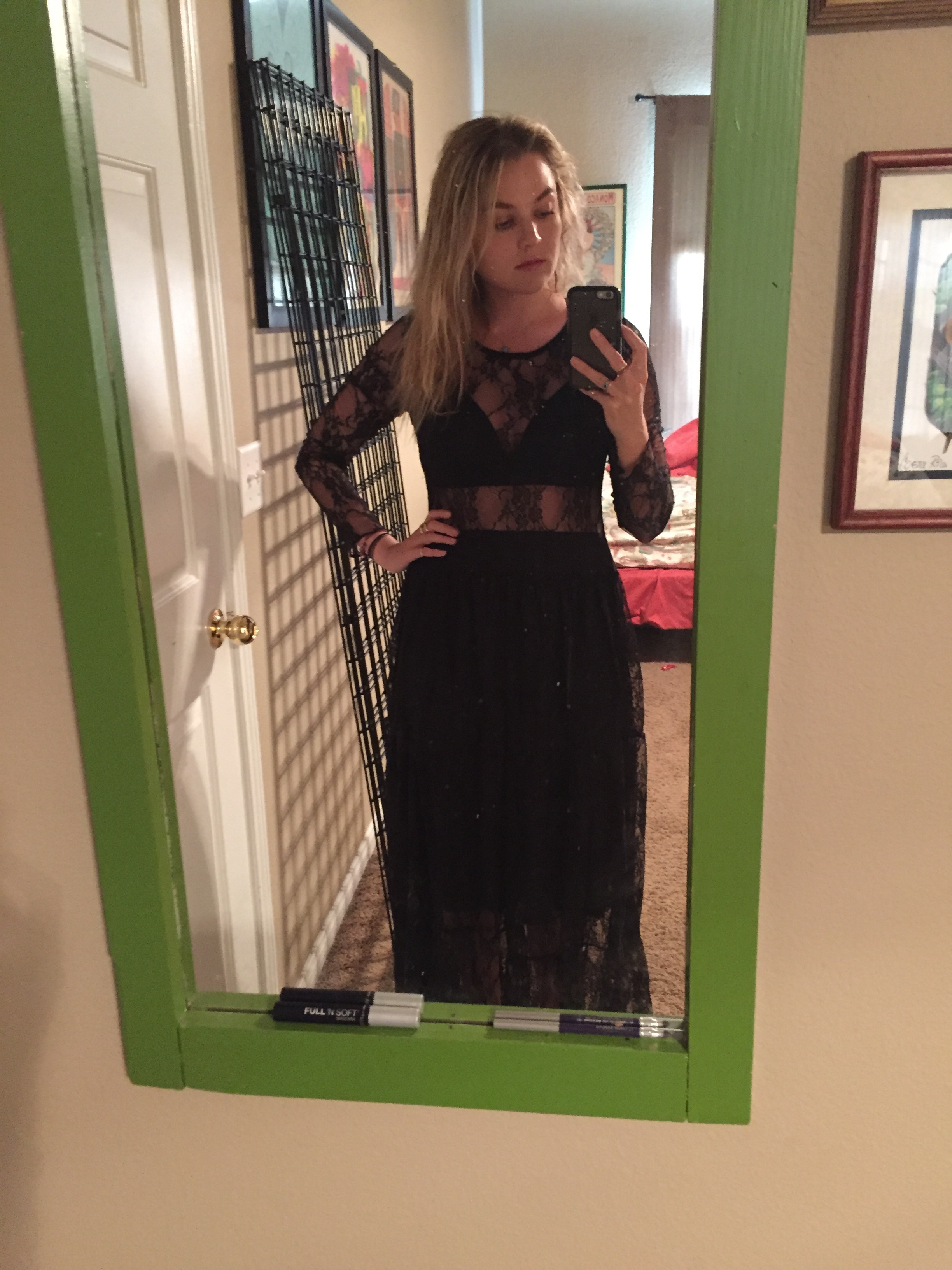My eerie/elegant dress. I borrowed a slip from my mom so it wouldn't be too scandalous. 