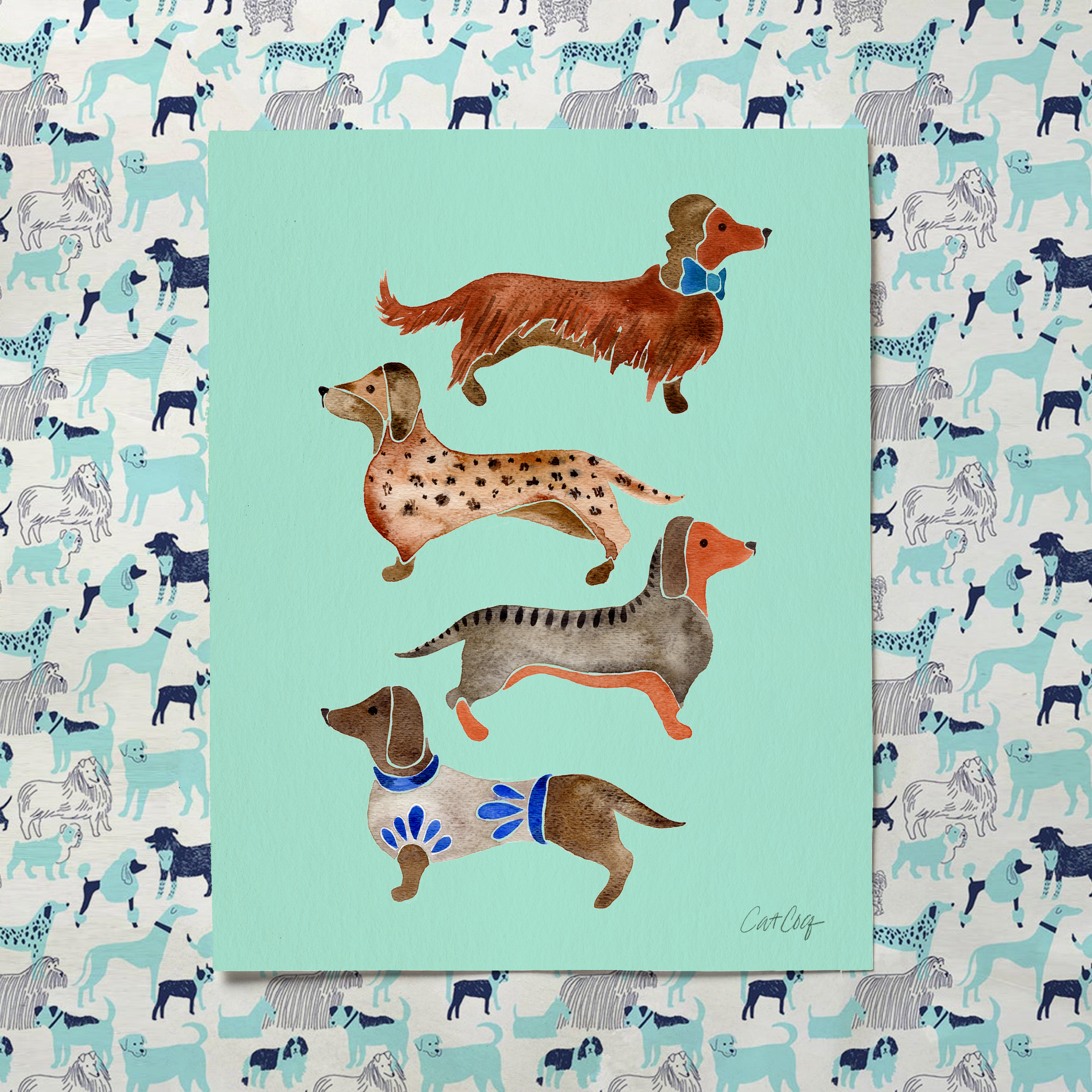 Dachshunds art print available here .
