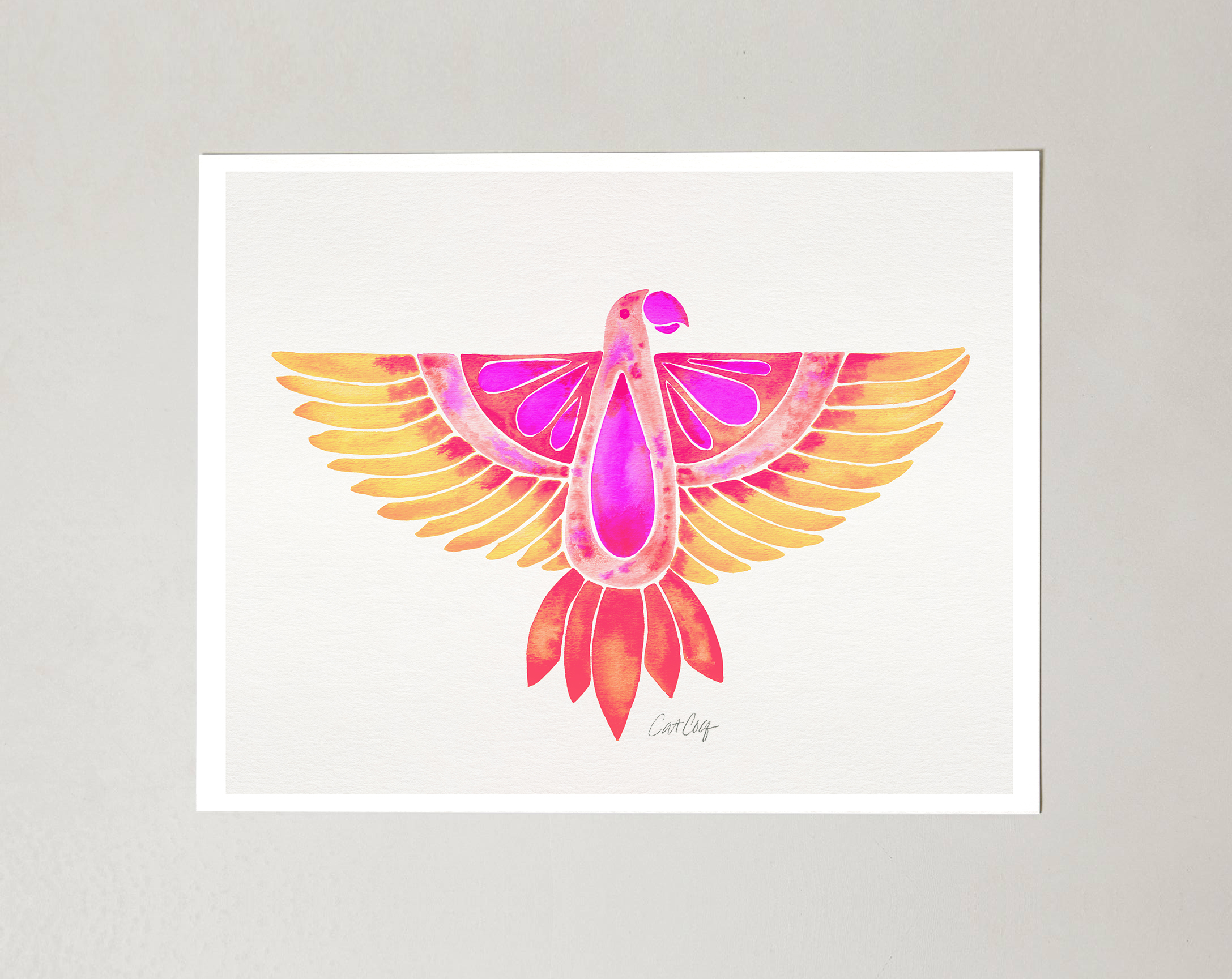 Pink Ombré Parrot art print available here .