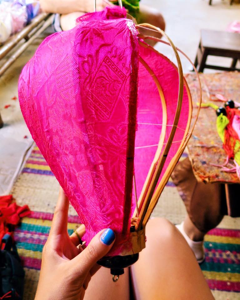 A group of Vietnamese women taught me how to make my own silk + bamboo lantern. And by "make my own", I mean fumbling their instructions until they took my shitty lantern away & fixed it themselves. Their was much pointing & laughing. Still, I made a lantern!