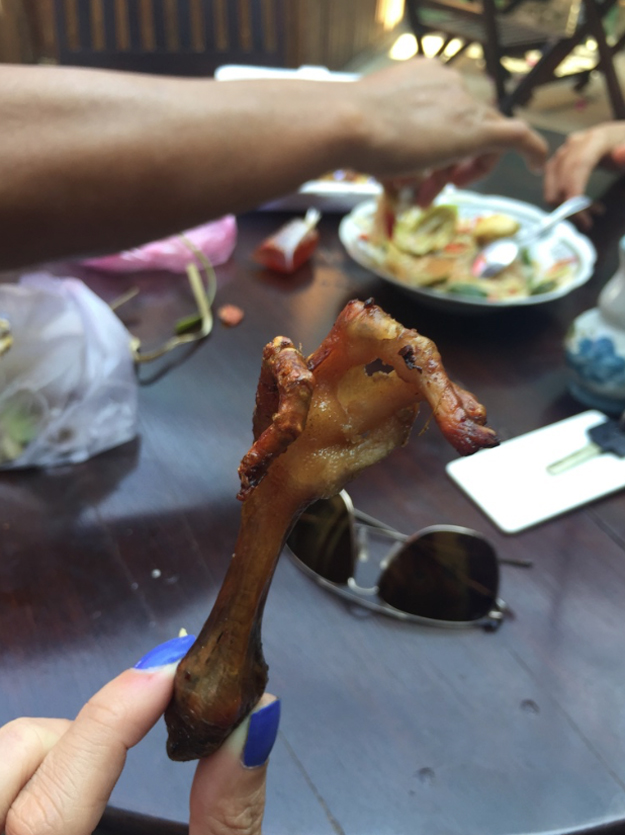 My first (and only) taste of chicken feet. Crunchy and spicy.