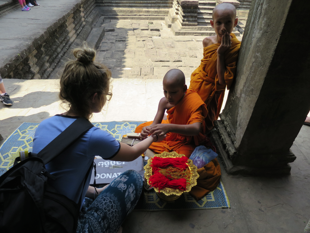 These little monks tied red bracelets to visitors' wrists. The bracelets are a reminder to show compassion in all aspects of life.