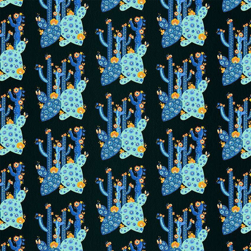 COQ Cactus Garden Acrylic - Blue Charcoal Pattern.jpg