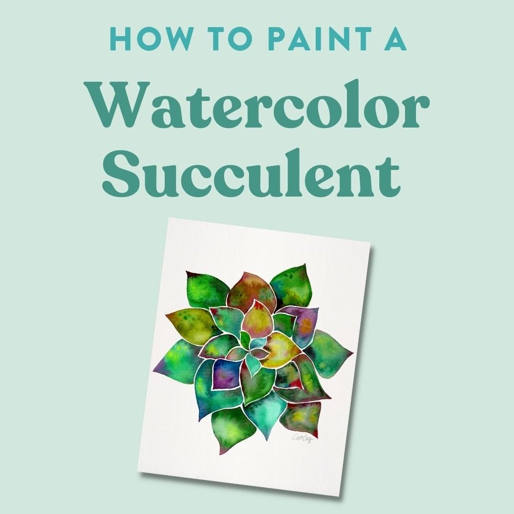 How to Paint a Watercolor Succulent  CatCoq