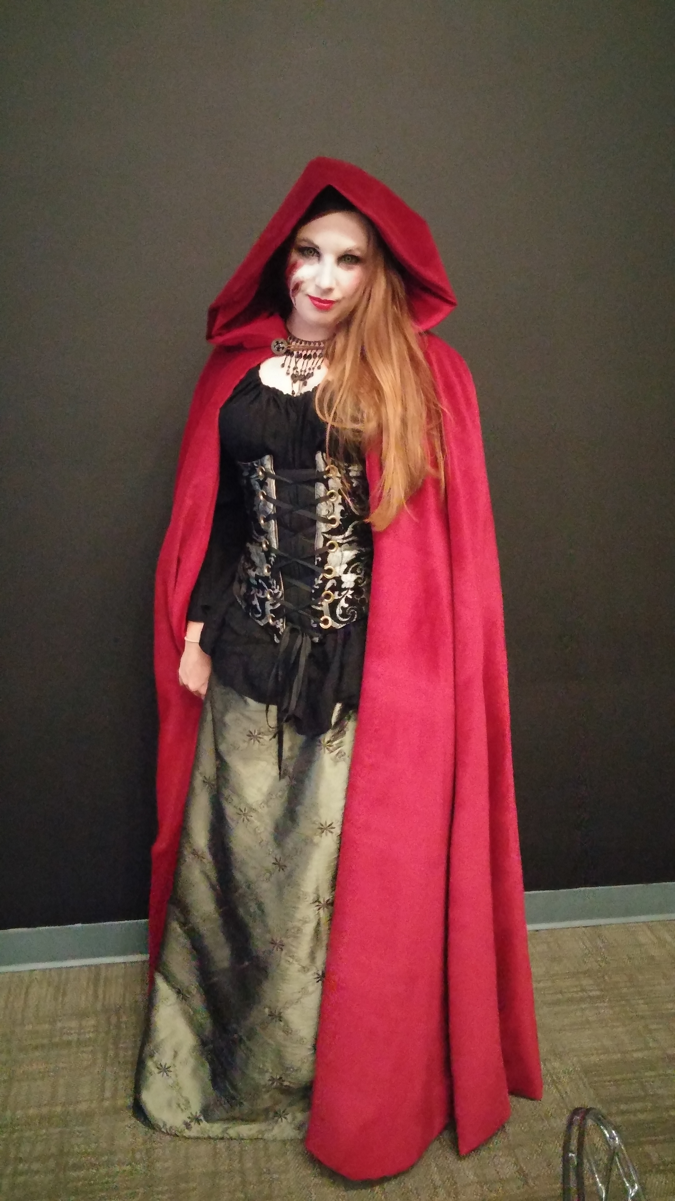 Danielle was Little Red Riding Hood post-wolf attack!
