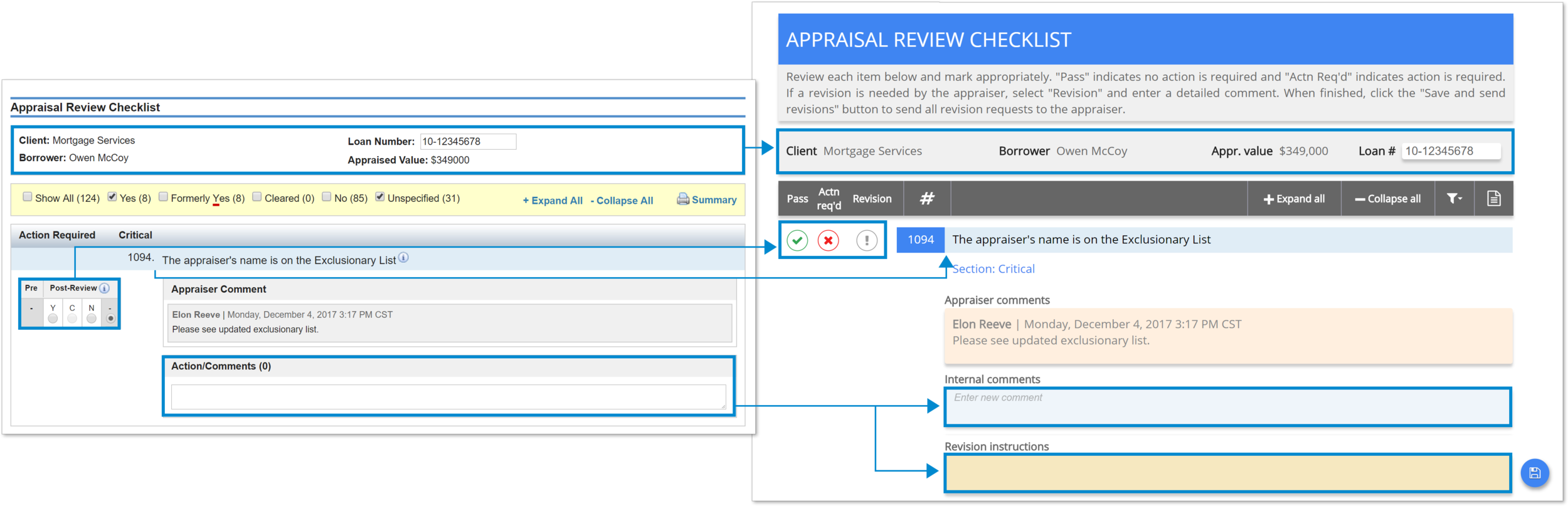 Click to see a larger view of the current and new checklist versions.