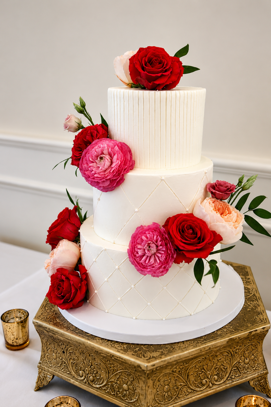 Wedding Cake Lindsey and Jeremy’s wedding at Trump National Golf Club Charlotte in Mooresville, North Carolina, photographed by TallulahMade Photography.