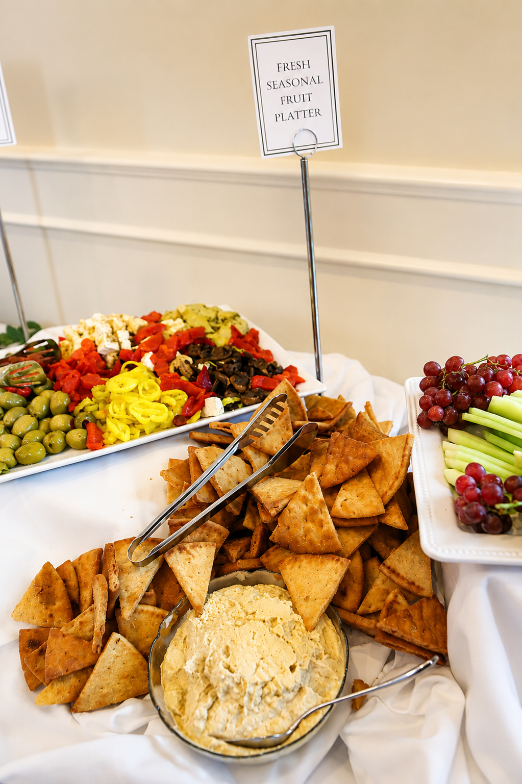 Wedding Food Spread Lindsey and Jeremy’s wedding at Trump National Golf Club Charlotte in Mooresville, North Carolina, photographed by TallulahMade Photography.