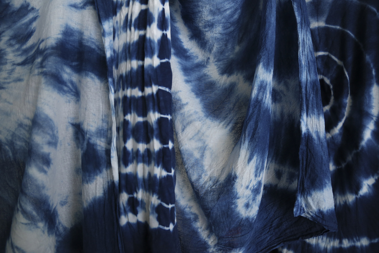 Michelle Larson - I had so much fun with Susan Shepardson experimenting with indigo blue dye using the shibori technique. These are the results... : )