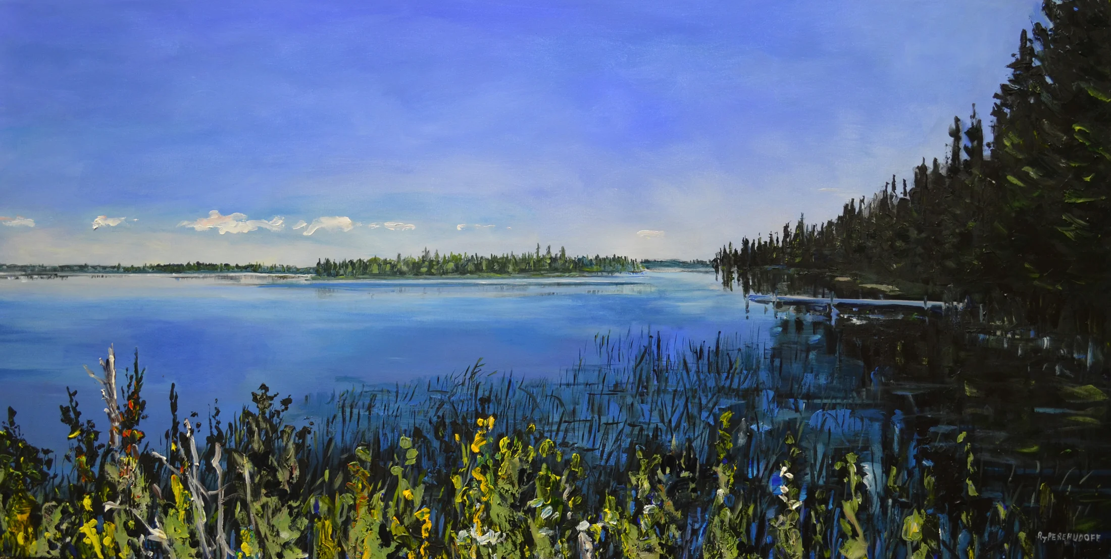 Rebecca Perehudoff, "Calm Water 17",2017, Acrylic on canvas, 36" x 72"
