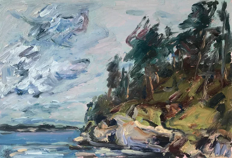 Louise Cook, "Northern Point", LC464 c. 2008, Oil on Matboard, 7-3/4" x 10-3/4"