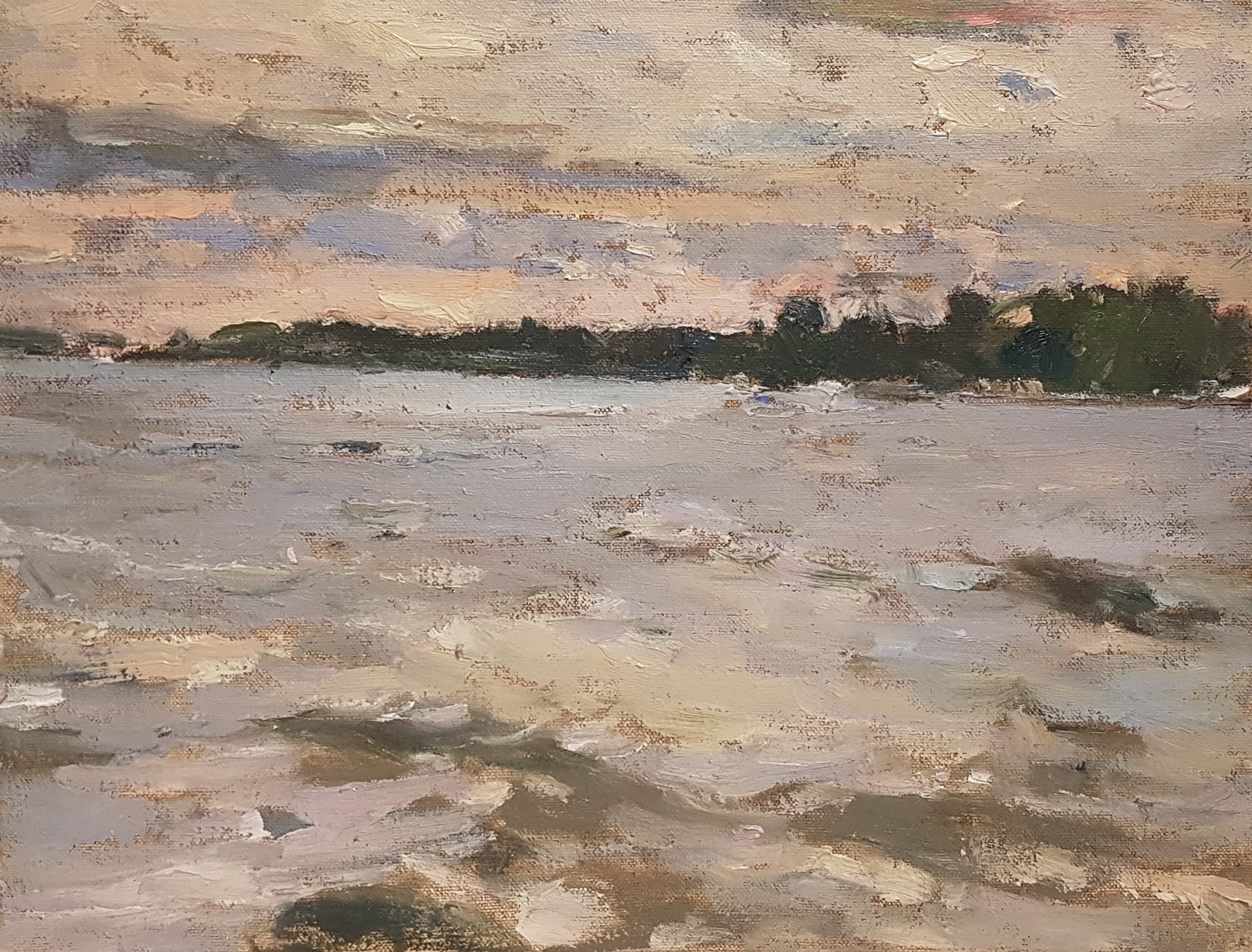 Clint Hunker, "Evening, Cold Storm", 2018, Oil on linen, 11" x 15"