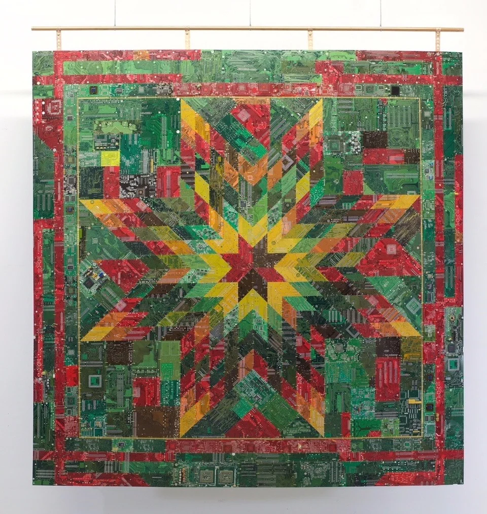 Wally Dion, Starquilt, circuit board, wire, 2017, 68 1/4 x 63 1/2 "