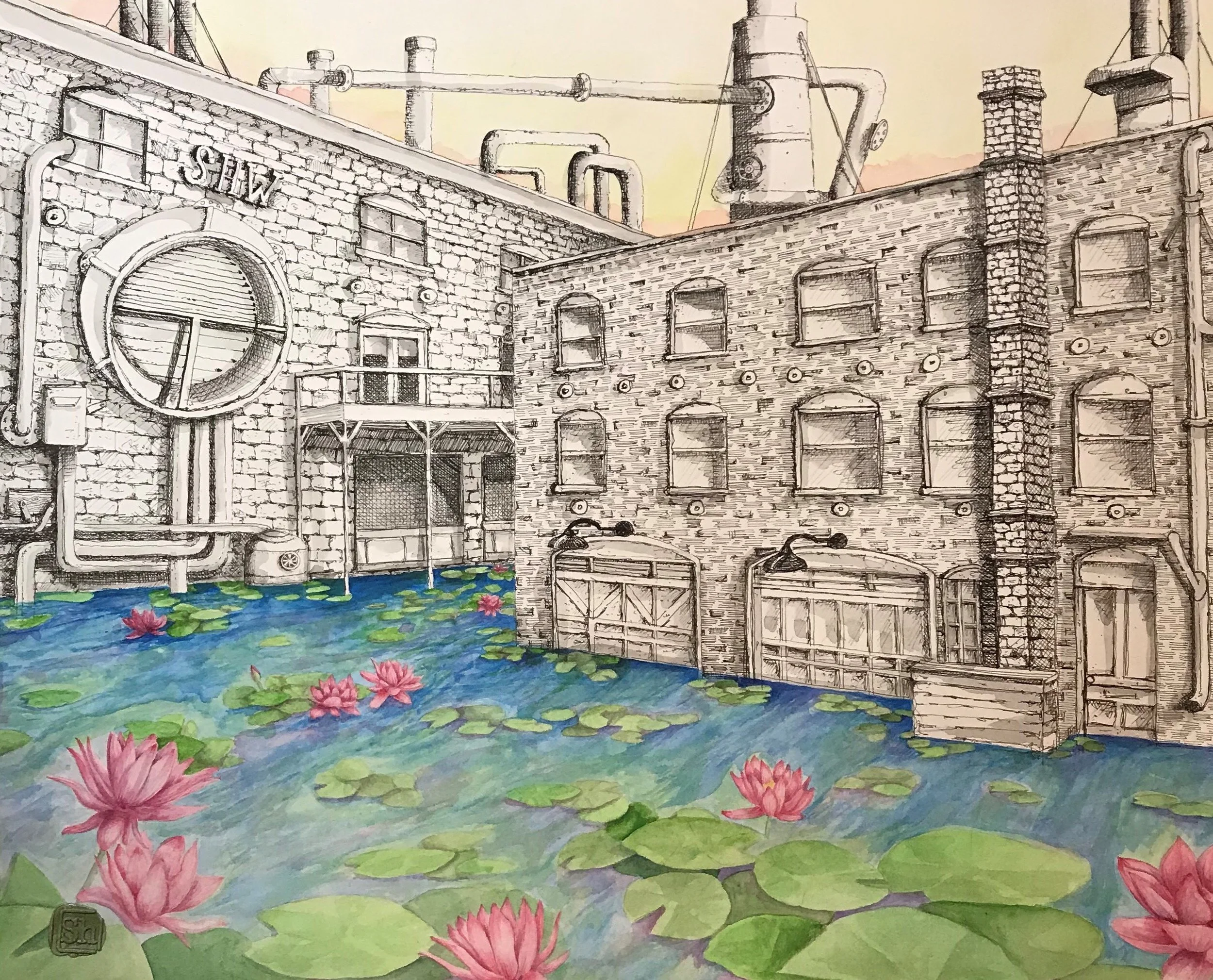 Shelley Hudson, “Wash Water”, 16” x 20” mixed media on paper, $600, framed