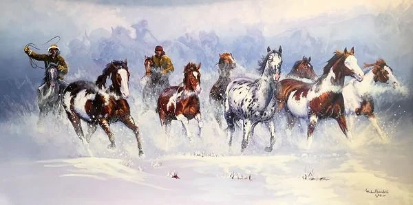 Michael Lonechild, “Painted Pony”, 48x24 LE giclee on canvas, $595.00