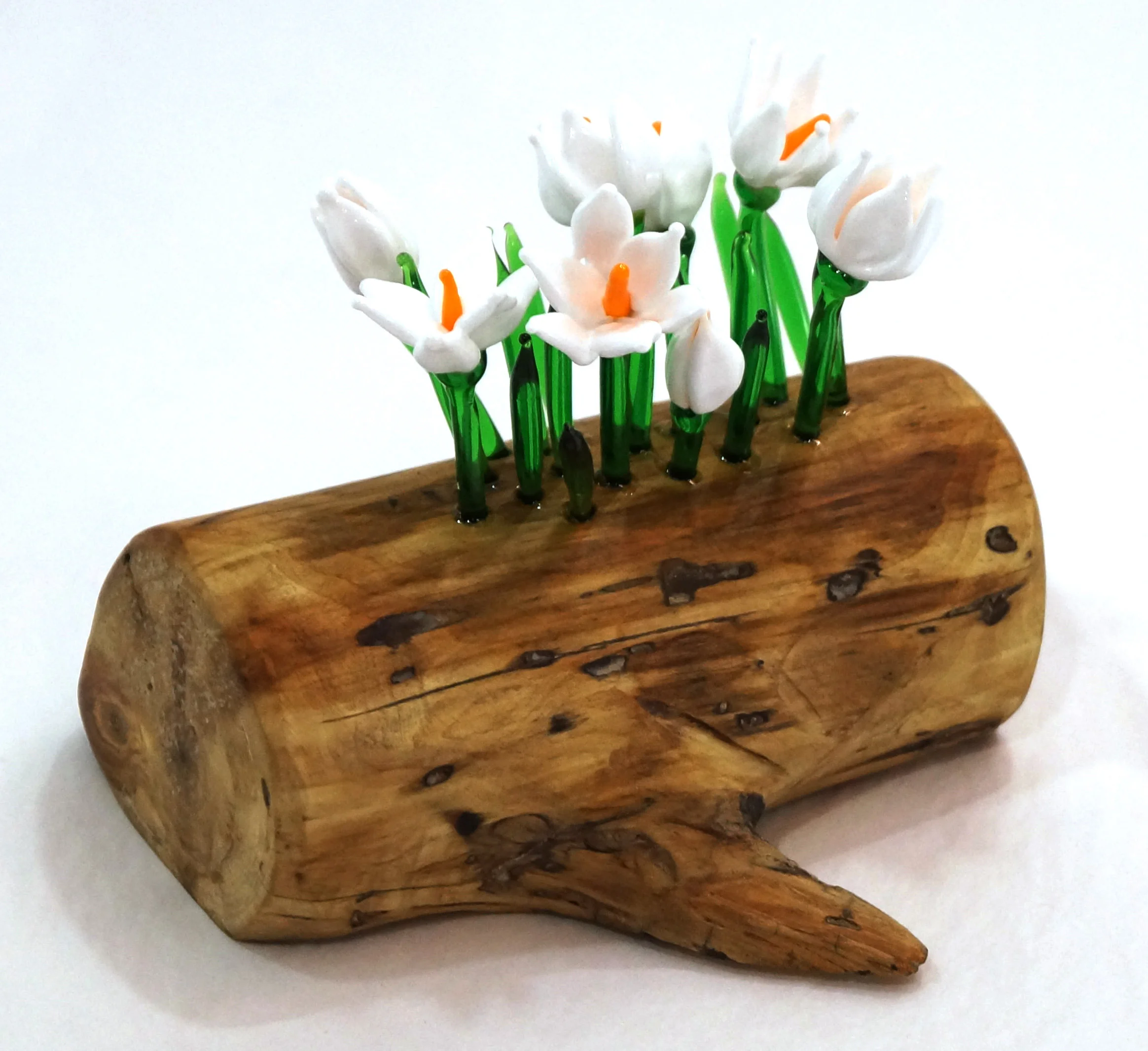 Erin Pell, "Signs of Spring", glass and wood, 5”x5”x 3”, 2019, $165