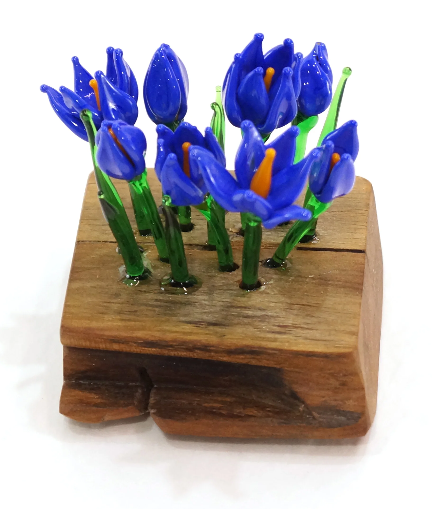 Erin Pell, "Signs of Spring 2", glass and wood, 3.5”x3”x 3”, 2019 , $140