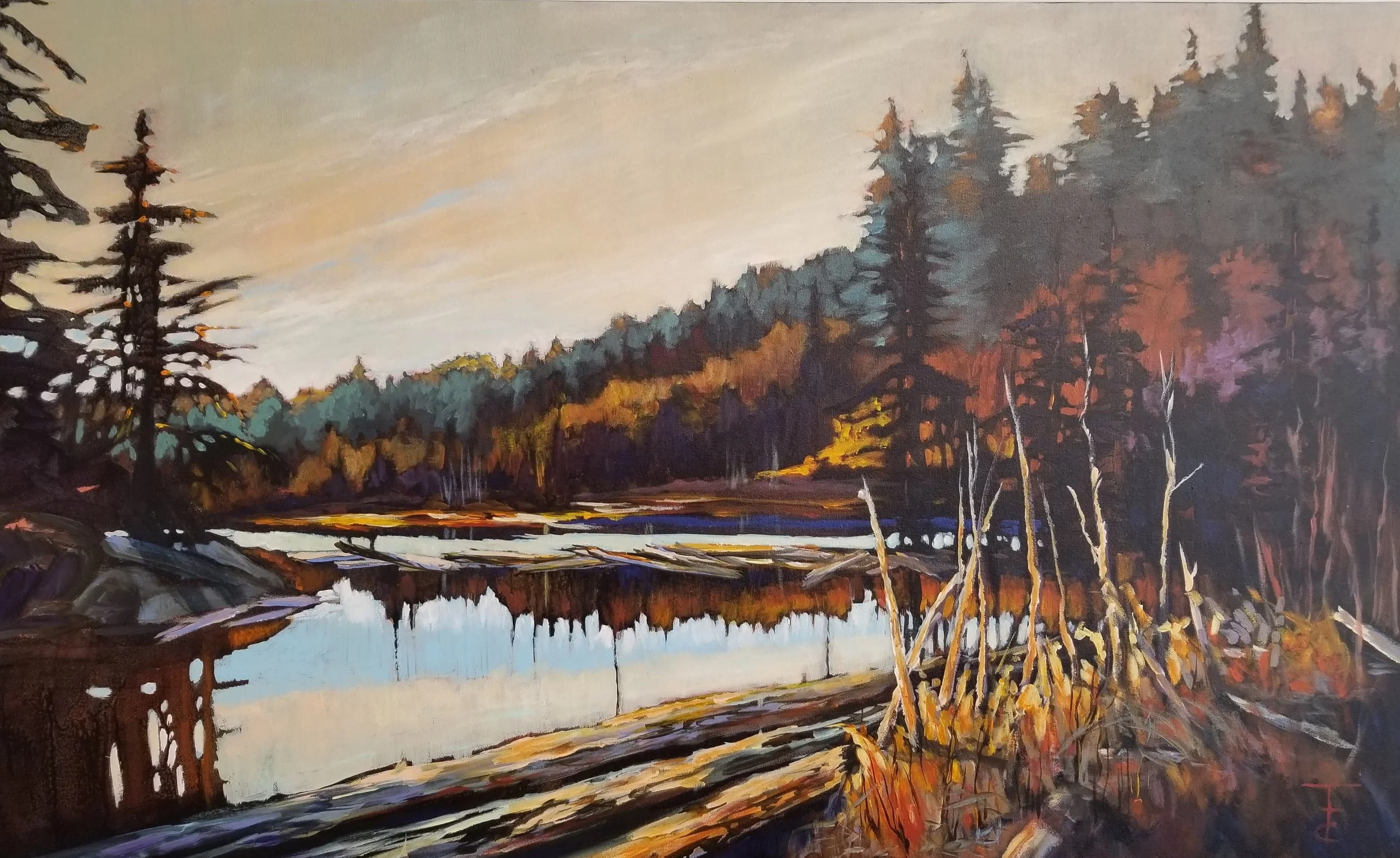 “Log Jam” Master, Cheryl Tuck-Tallon, 48 X 72, Acrylic on Canvas