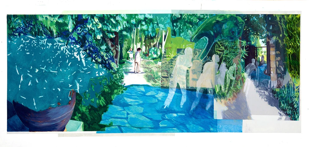 Allyson Glenn, "Water Nymphs", 2019, Acrylic and oil on canvas, 53 3/4" x 115 3/8", $3,700.00 Unframed