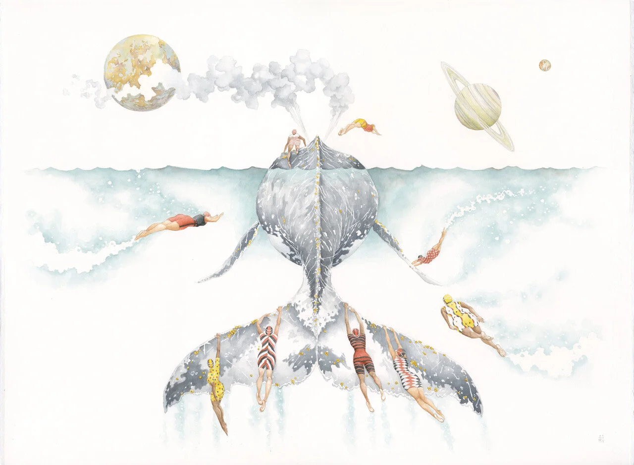 Paul Morstad, Satellites of Saturn, watercolour, 22 x 30 ", 2019, 3400.00 Framed