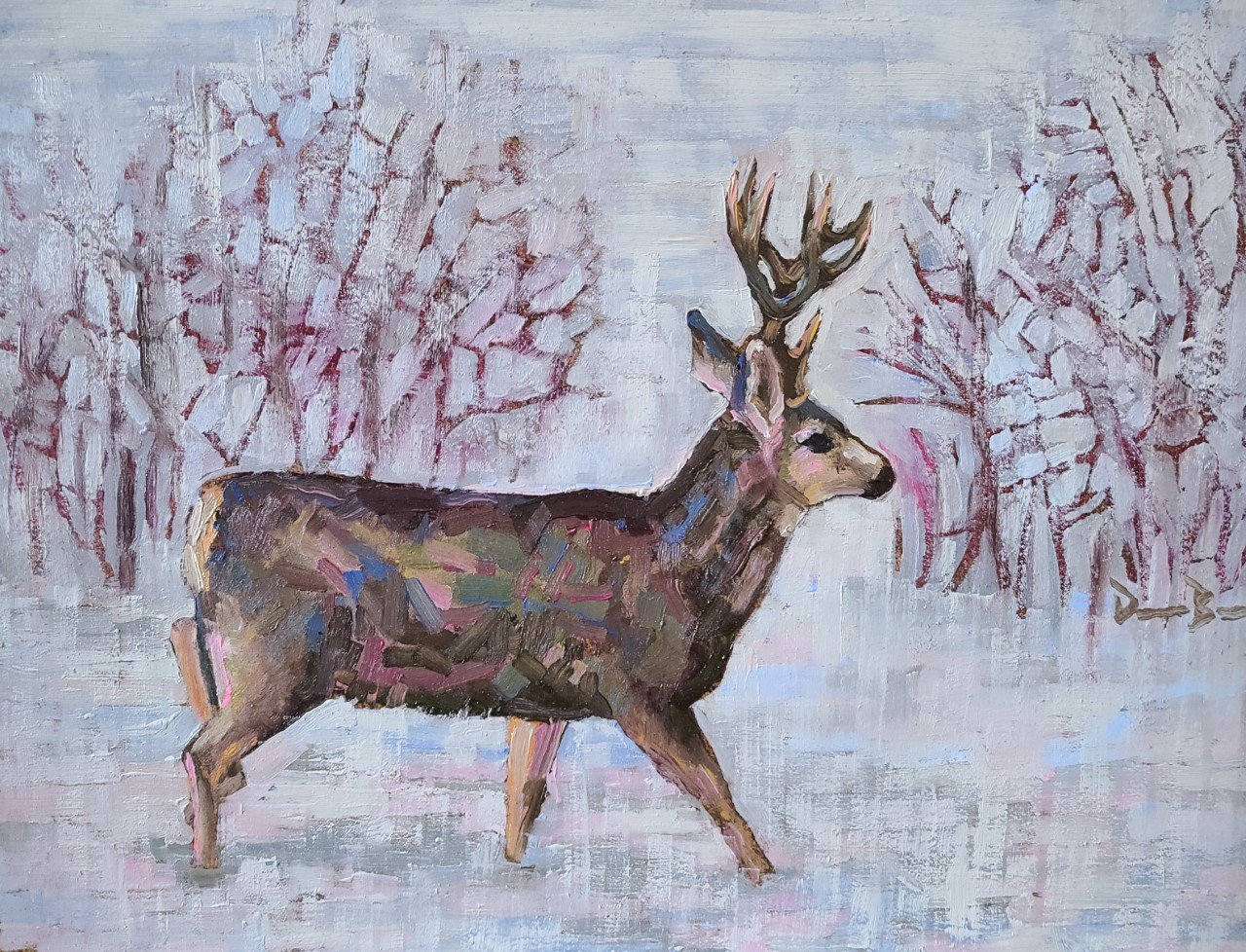  Dave Bauml, “Mule Deer”, oil on panel, 9"x12", $200, unframed 