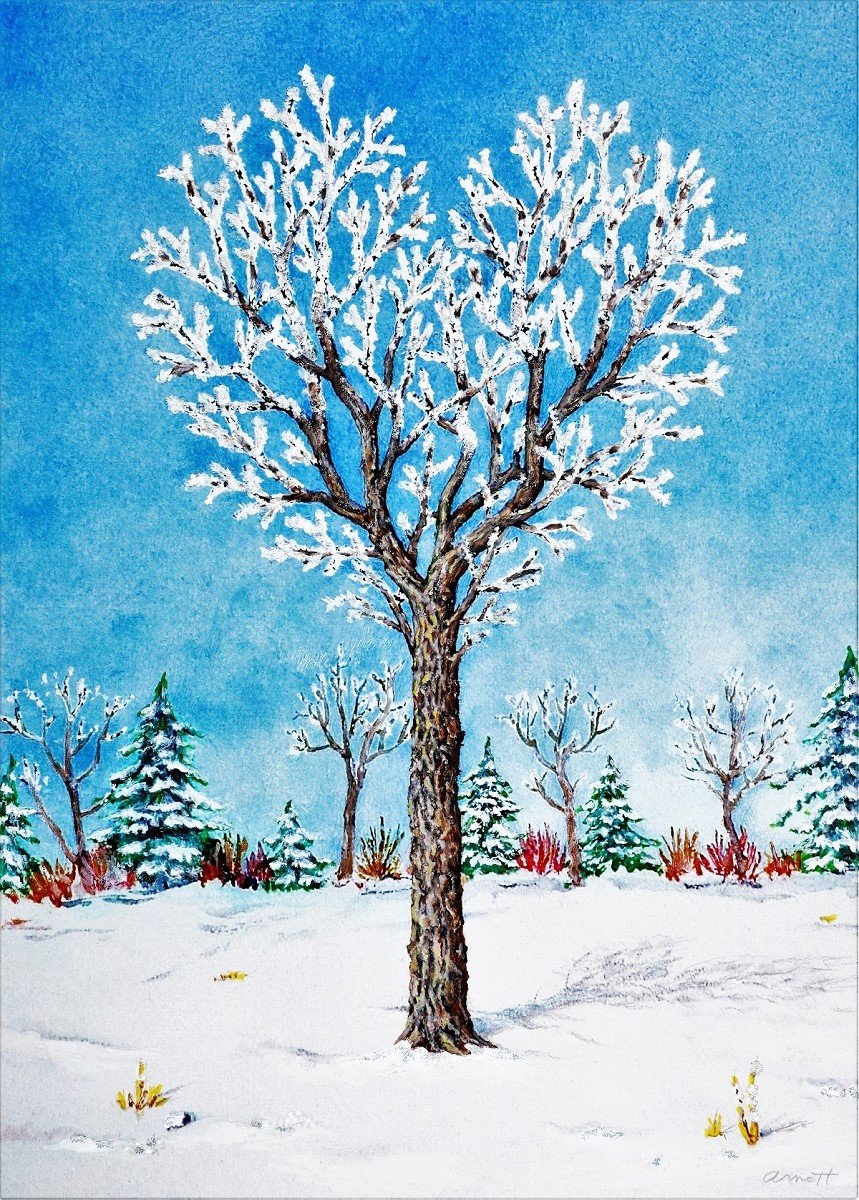 Ryan Arnott, "Hoarfrost Heart Tree (Blue Sky"