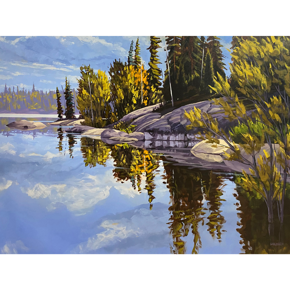 Greg Hargarten, “Hickson Swimming Hole”, 2022, acrylic on canvas, 36x48”, $3,125, available at Dervilia art + design