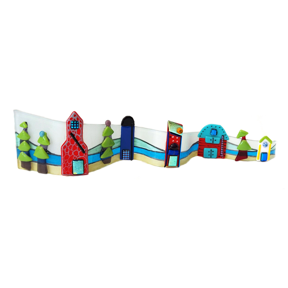 Al &amp; Joan Hiebert , “Neighbourhood”, fused glass, 3 1/4 x 14 x 2 1/4”, $200, available at Traditions Hand Craft Gallery