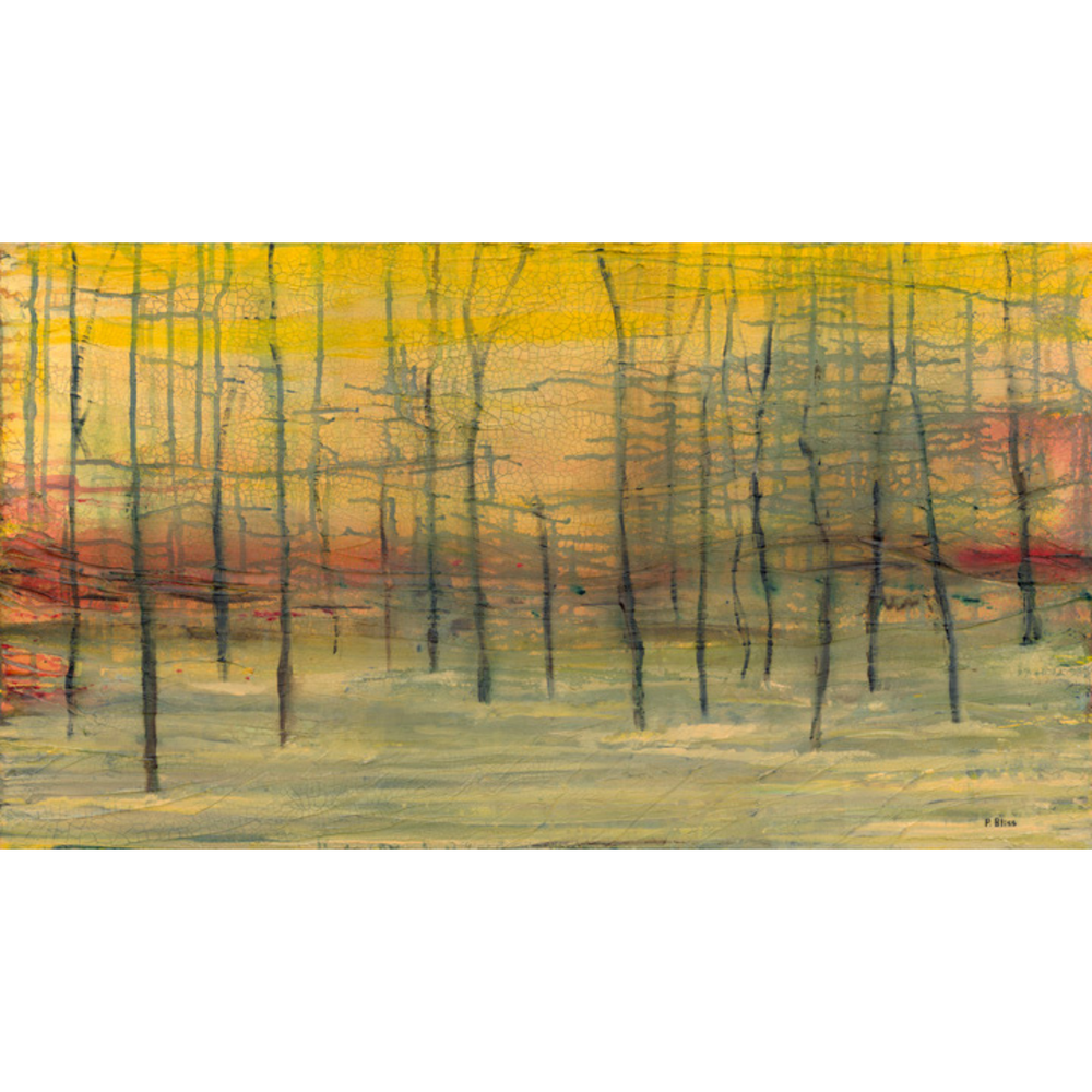 Pat Bliss, “Muskeg Morning”, 2013, acrylic on board, 24x36”, $600, available at On the Avenue Art Gallery