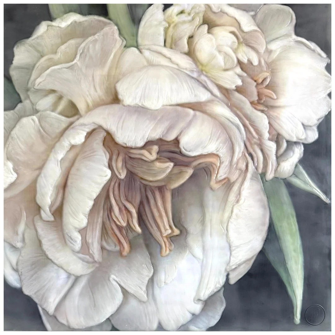 A new multi-artist exhibition is now on display at @dervilia_art_design in Saskatoon.  Perfect Petals is open from April 23 until May 23, with a reception on April 23, featuring pianist Jesse Brown, and a reception on April 25, with a live encaustic 