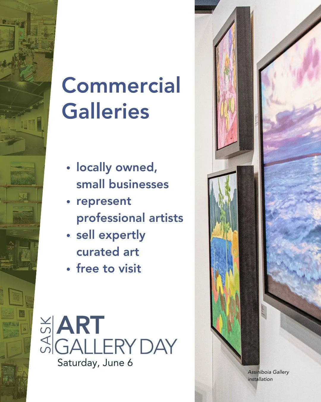 Discover local original art in inspiring places. Saskatchewan has many local galleries, each serving their community in their own unique ways. 

As a network of commercial galleries, SaskGalleries members represent professional artists throughout the