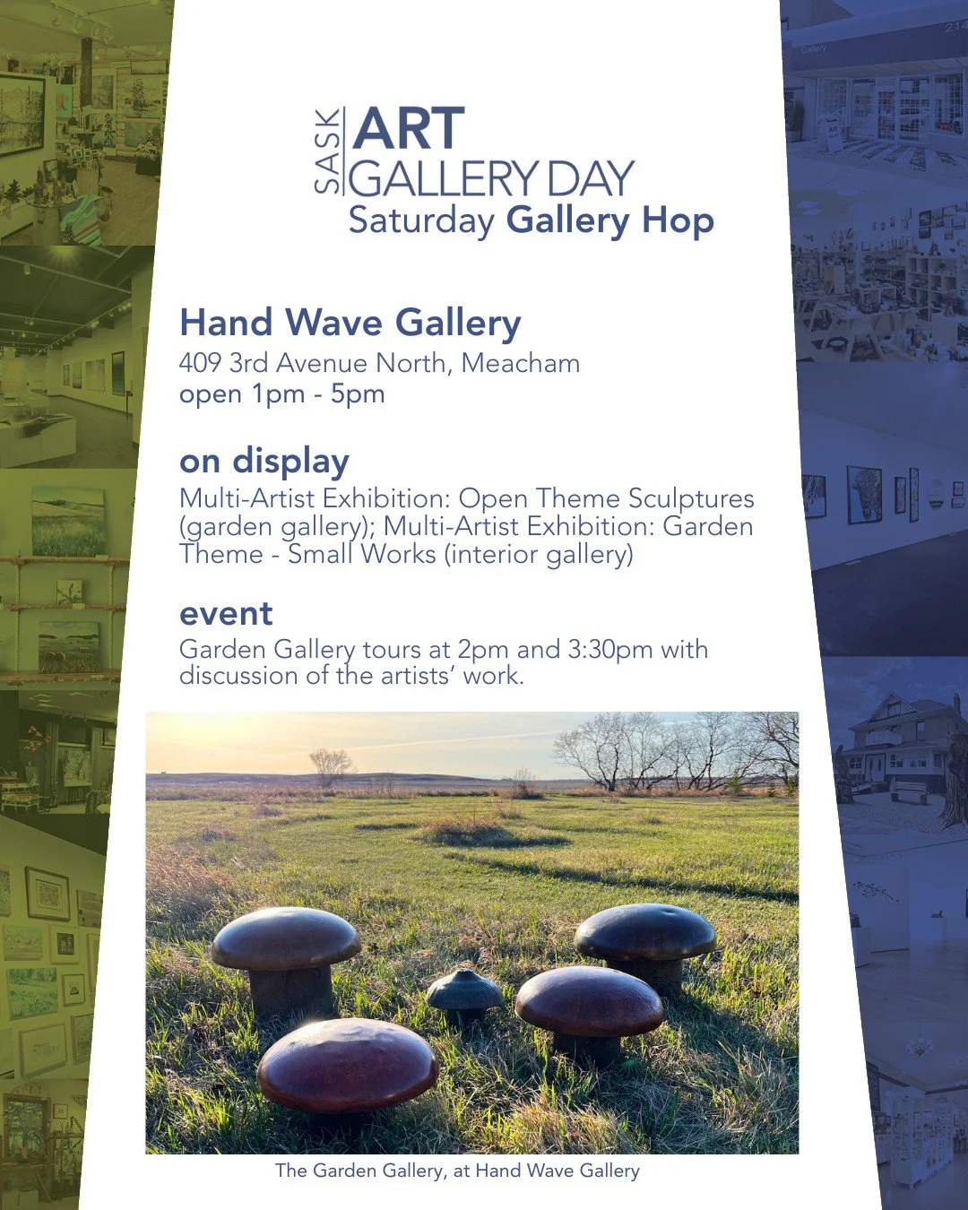Today in Meacham, visit the @handwavegallery, open from 1 until 5 p.m. 

Come and explore both their interior and exterior galleries and join them for guided Garden Gallery tours at 2 p.m. and 3:30 p.m., with discussion of the artists&rsquo; work. 

