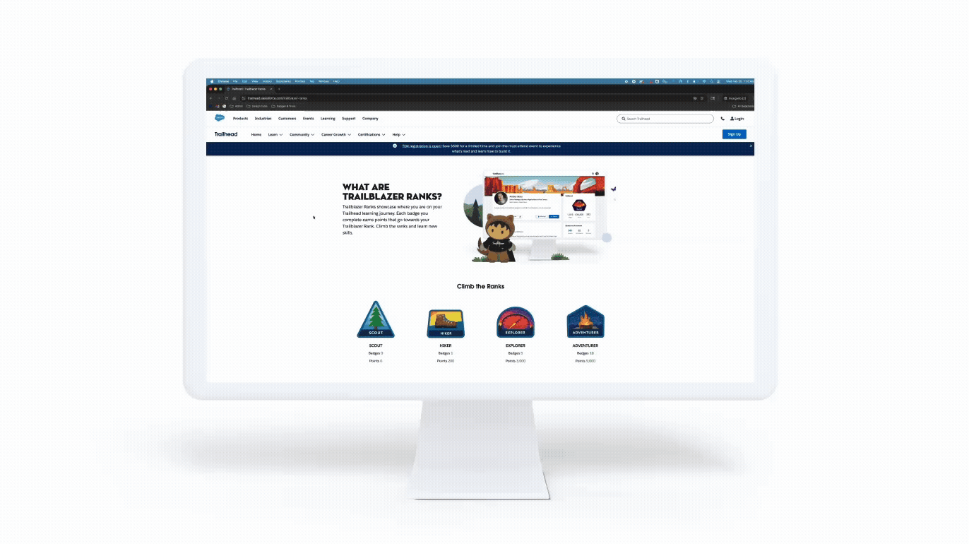 Trailhead Ranks Webpage