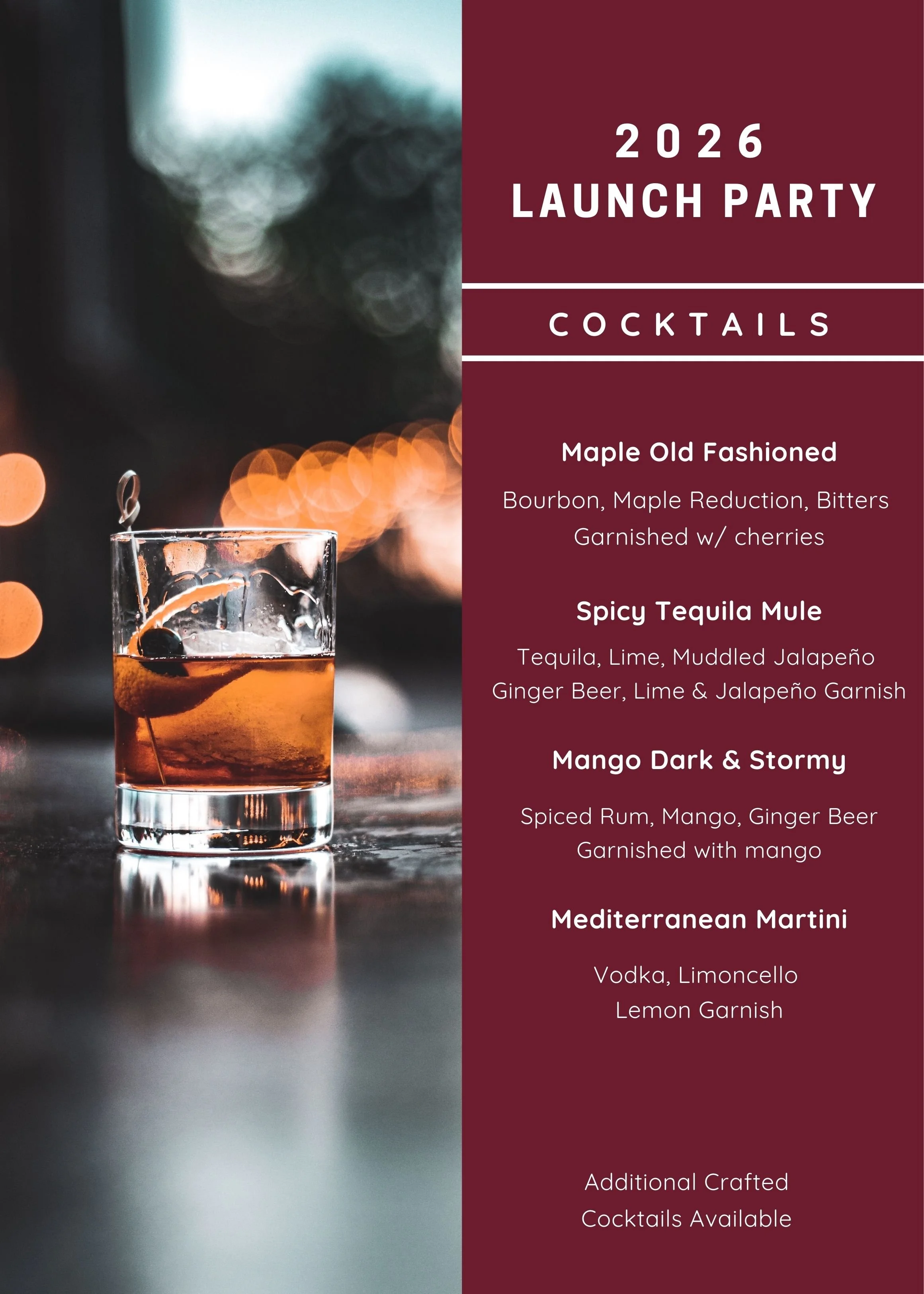 After Holiday Party Cocktail Menu