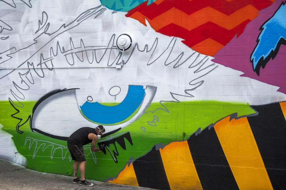 WISEKNAVE Fine Art Documentation for the Treason Gallery curated walls for the Richmark Label Builing on Capitol Hill in Seattle, WA 2016. Denial. Brought to you by by Art Primo & Urban Artworks