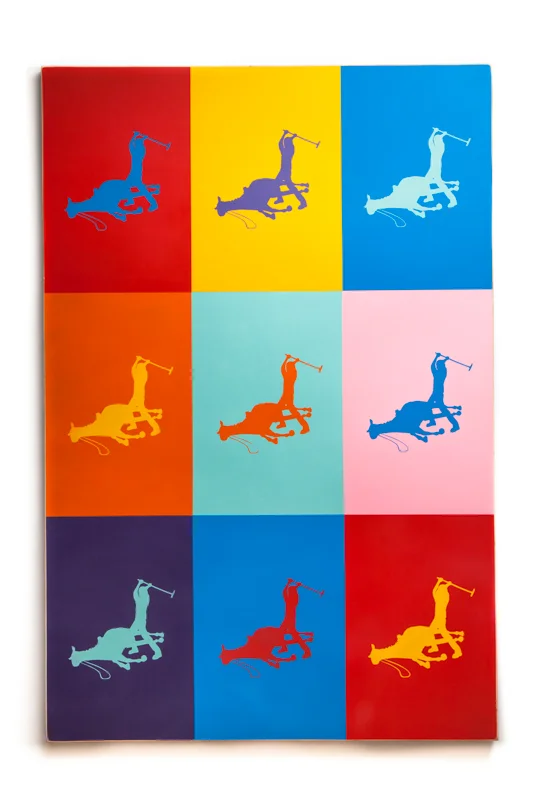 'Logo' original artwork by artist, Enjoy Denial. Aerosol on wood panel. 2019